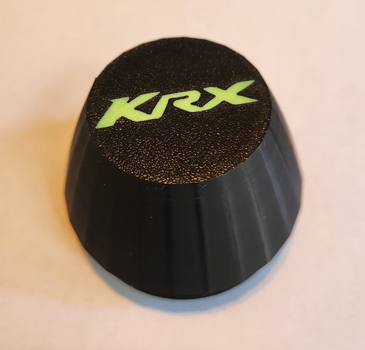 Set of 4 black center caps with fluorescent yellow KRX logo for oem KRX1000 wheels