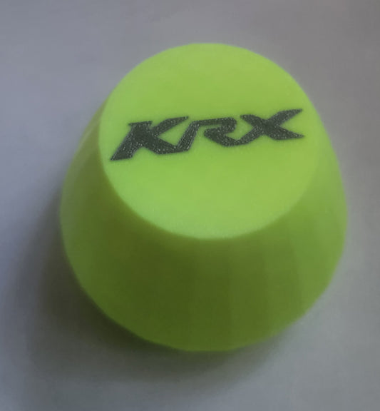 Set of 4 fluorescent yellow center caps with black KRX logo for oem KRX1000 wheels