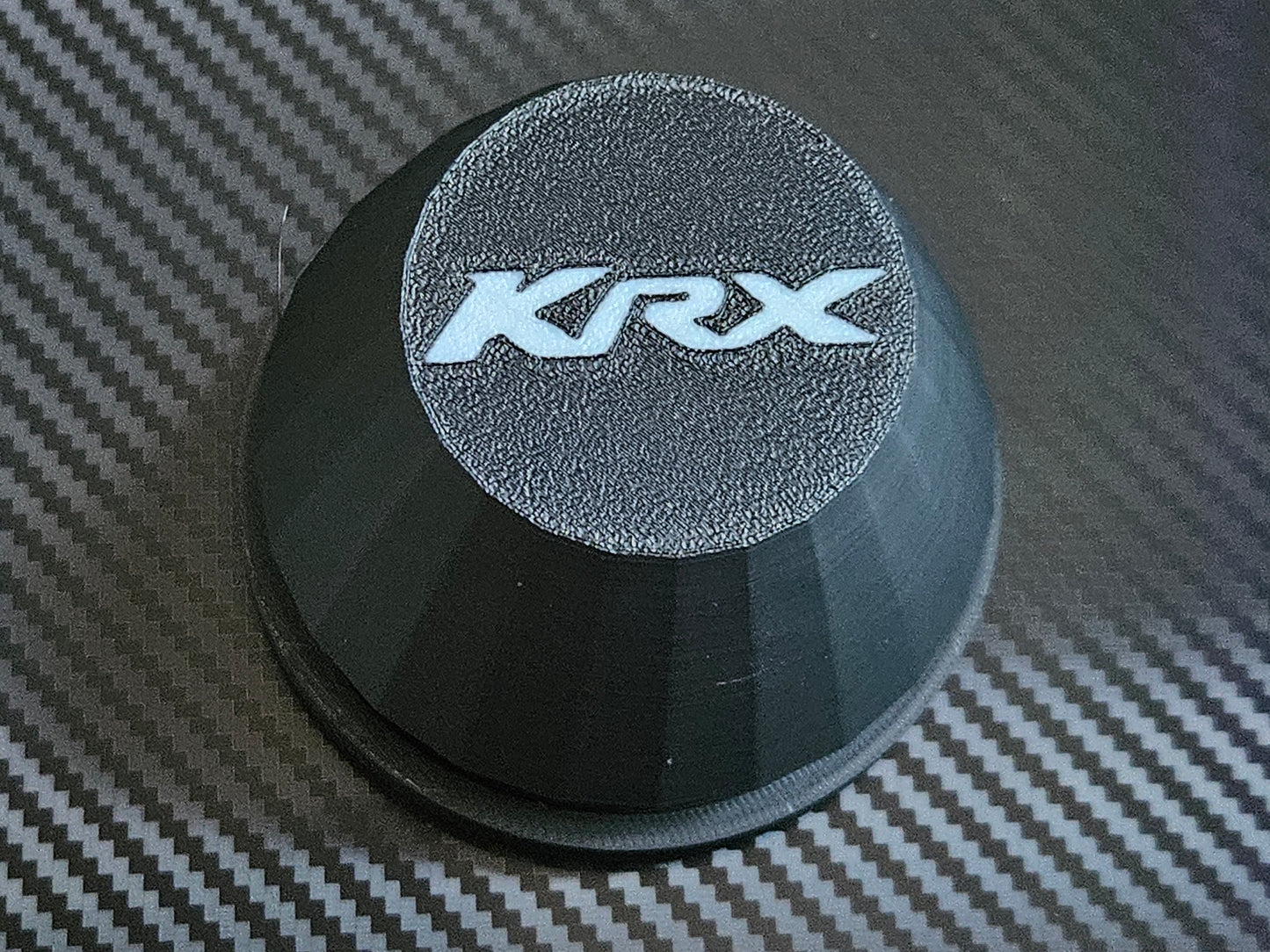 Set of 4 black center caps with white KRX logo for oem KRX1000 wheels