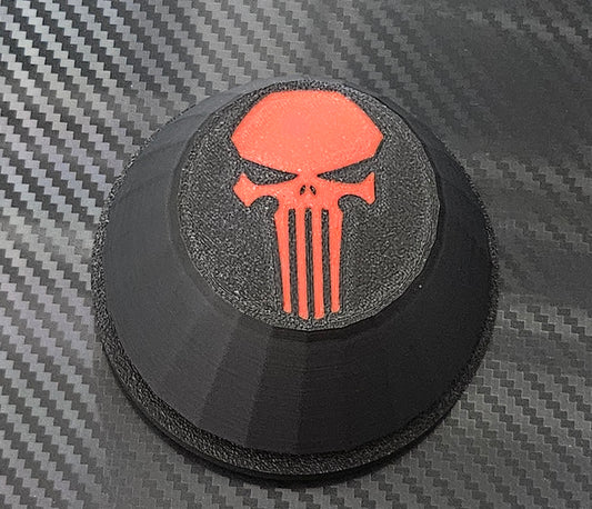 Set of 4 black center caps with red punisher logo for oem KRX1000 wheels