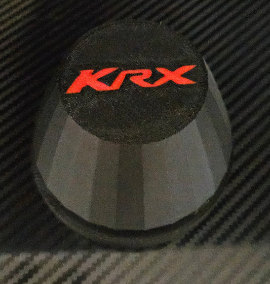 Set of 4 black center caps with red KRX logo for oem KRX1000 wheels