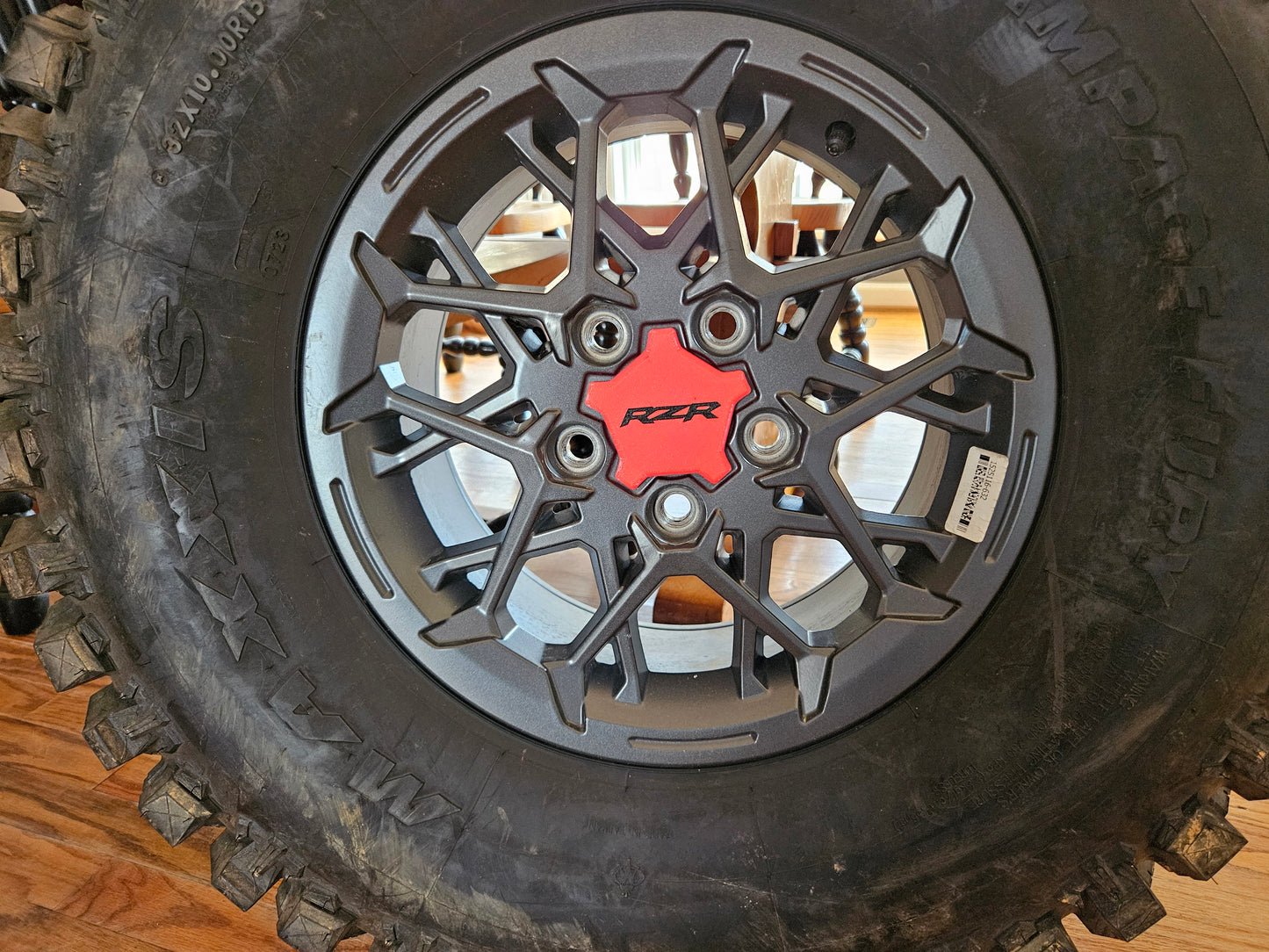 Red RZR Pro R Center Caps With Black Rzr Logo